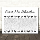 Oasis Cast No Shadow Hearts Black & White Song Lyric Print