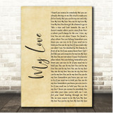 Cher My Love Rustic Script Song Lyric Print