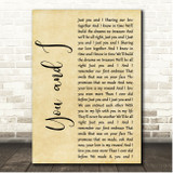 Crystal Gayle, Eddie Rabbitt You and I Rustic Script Song Lyric Print