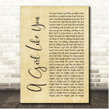 Edwyn Collins A Girl Like You Rustic Script Song Lyric Print