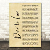 Andrea Bocelli, Laura Pausini Dare to Live Rustic Script Song Lyric Print