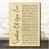 Eric Clapton Sunshine Of Your Love Rustic Script Song Lyric Print