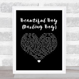 John Lennon Beautiful Boy (Darling Boy) Black Heart Song Lyric Print