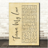 J Balvin & Ed Sheeran Forever My Love Rustic Script Song Lyric Print