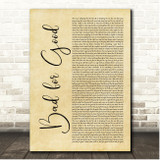 Jim Steinman Bad for Good Rustic Script Song Lyric Print