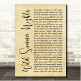 John Cafferty & The Beaver Brown Band Wild Summer Nights Rustic Script Song Lyric Print