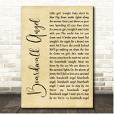 John Cafferty Boardwalk Angel Rustic Script Song Lyric Print