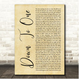 Luke Bryan Down To One Rustic Script Song Lyric Print