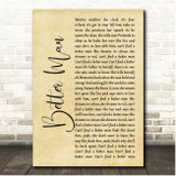Pearl Jam Better Man Rustic Script Song Lyric Print