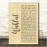 Pearl Jam Wishlist Rustic Script Song Lyric Print