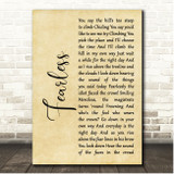 Pink Floyd Fearless Rustic Script Song Lyric Print