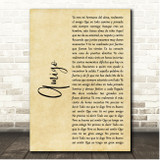 Roberto Carlos Amigo Rustic Script Song Lyric Print