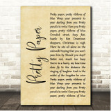 Roy Orbison Pretty Paper Rustic Script Song Lyric Print
