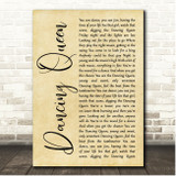 ABBA Dancing Queen Rustic Script Song Lyric Print