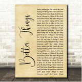 The Kinks Better Things Rustic Script Song Lyric Print