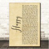 The Rolling Stones Happy Rustic Script Song Lyric Print
