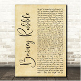 The Twang Barney Rubble Rustic Script Song Lyric Print