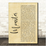 Walking On Cars Monster Rustic Script Song Lyric Print