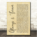 Whitesnake Always & Forever Rustic Script Song Lyric Print
