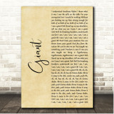 Calvin Harris & Rag'n'Bone Man Giant Rustic Script Song Lyric Print