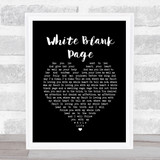 Mumford & Sons White Blank Page Black Heart Song Lyric Print