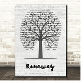 Bon Jovi Runaway Music Script Tree Song Lyric Print