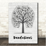 Ruth B Dandelions Music Script Tree Song Lyric Print