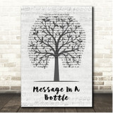 Taylor Swift Message In A Bottle Music Script Tree Song Lyric Print