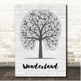 Taylor Swift Wonderland Music Script Tree Song Lyric Print