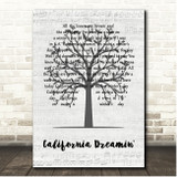 The Mamas And The Papas California Dreamin' Music Script Tree Song Lyric Print