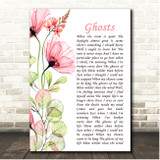 Japan Ghosts Poppy Flower Script Song Lyric Print