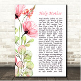 Luciano Pavarotti Holy Mother Poppy Flower Script Song Lyric Print