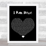 Pink I Am Here Black Heart Song Lyric Print