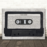 King Krule Dum Surfer Music Script Cassette Tape Song Lyric Print