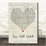 John Prine You Got Gold Script Heart Song Lyric Print