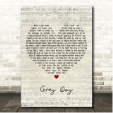 Madness Grey Day Script Heart Song Lyric Print