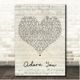 NAO Adore You Script Heart Song Lyric Print