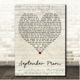 Neil Diamond September Morn Script Heart Song Lyric Print
