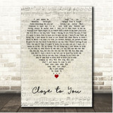 BeBe & CeCe Winans Close to You Script Heart Song Lyric Print