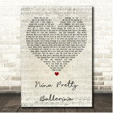 ABBA Nina, Pretty Ballerina Script Heart Song Lyric Print