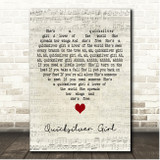 Steve Miller Band Quicksilver Girl Script Heart Song Lyric Print