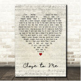 The Cure Close to Me Script Heart Song Lyric Print