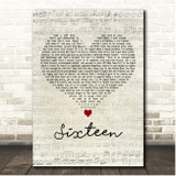 Thomas Rhett Sixteen Script Heart Song Lyric Print