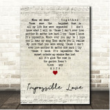 UB40 Impossible Love Script Heart Song Lyric Print