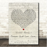 Caleb and Kelsey 10,000 Hours Forever And Ever, Amen Script Heart Song Lyric Print