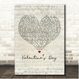 David Bowie Valentines Day Script Heart Song Lyric Print