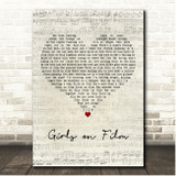 Duran Duran Girls on Film Script Heart Song Lyric Print