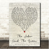 Ed Sheeran & Taylor Swift The Joker and the Queen Script Heart Song Lyric Print