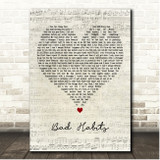 Ed Sheeran Bad Habits Script Heart Song Lyric Print