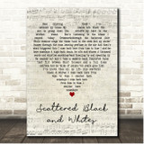 Elbow Scattered Black and Whites Script Heart Song Lyric Print